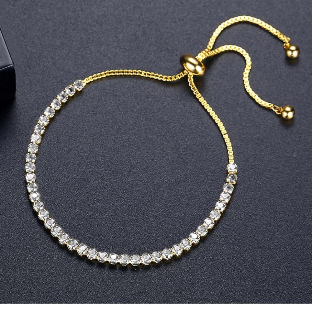 Gold Plated Adjustable Tennis Bracelet